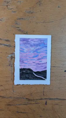 Violet Edge of Day aceo art card thumbnail 1