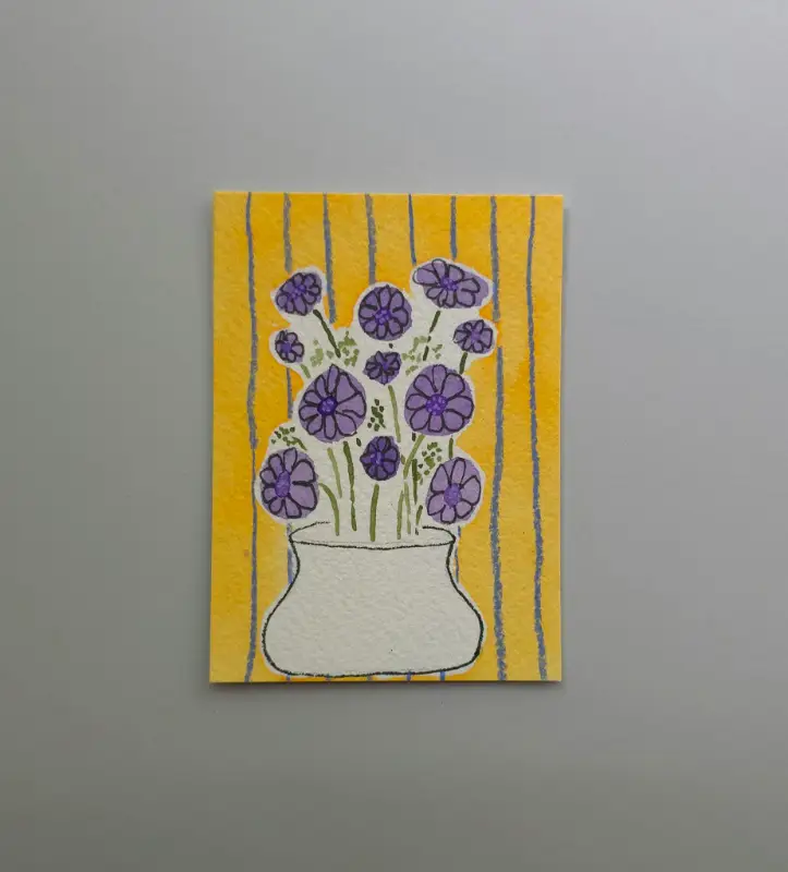 Purple Bouquet aceo art card