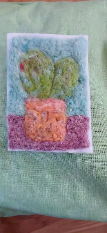 potted cactus aceo art card