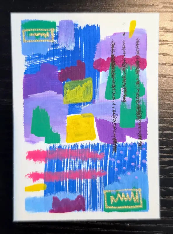 ACEO Abstract Original Painting Artist Trading Card Handmade 2.5”x3.5” Mini Art aceo art card
