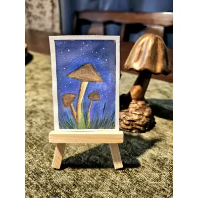 Nightcap Shroomies aceo art card thumbnail 1