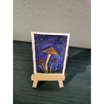 Nightcap Shroomies aceo art card thumbnail 2