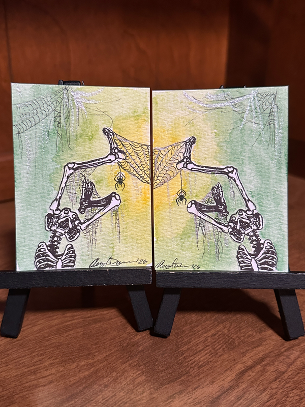 Spider twins aceo art card