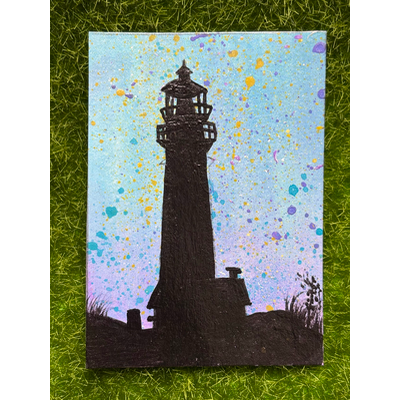 Lighthouse Silhouette 3 aceo art card thumbnail 2