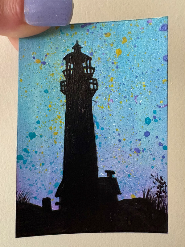 Lighthouse Silhouette 3 aceo art card