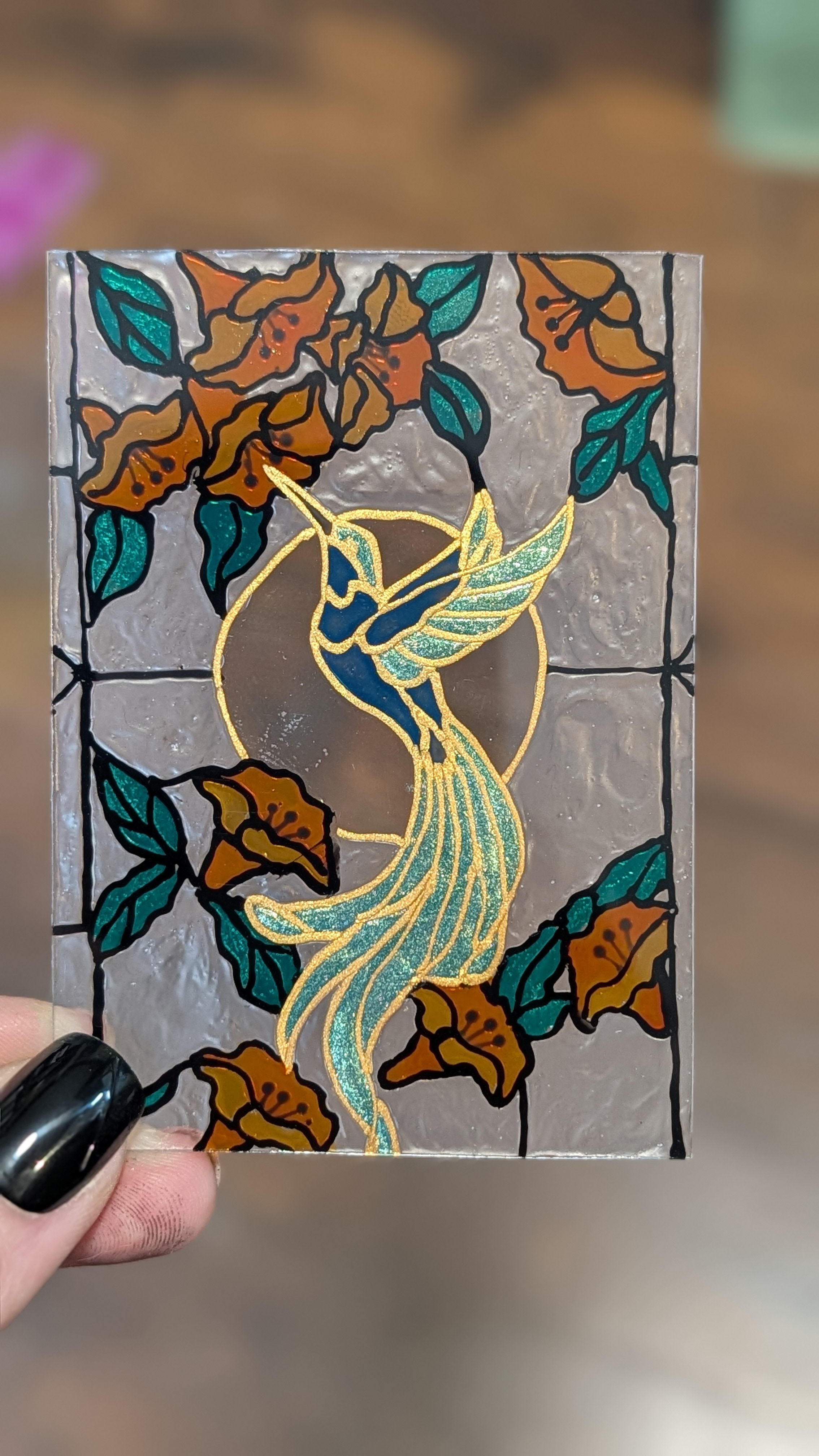 Hummingbird aceo art card thumbnail 2