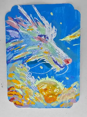Cloud Dragon aceo art card thumbnail 1