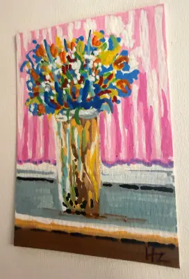 Floral Stillness Series – Seven Original ACEO - painting 6 of 7 - Botanical aceo art card thumbnail 2