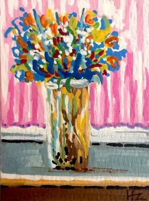 Floral Stillness Series – Seven Original ACEO - painting 6 of 7 - Botanical aceo art card thumbnail 1