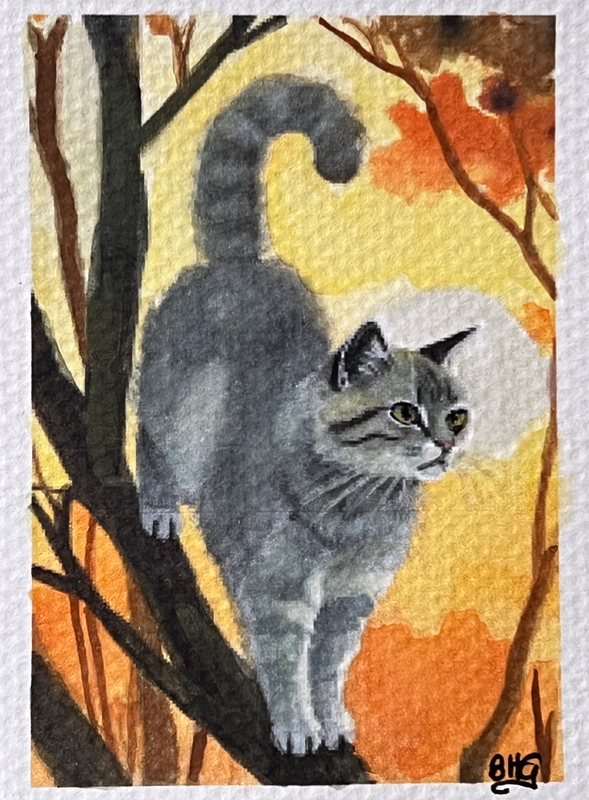 Smokey Grey aceo art card