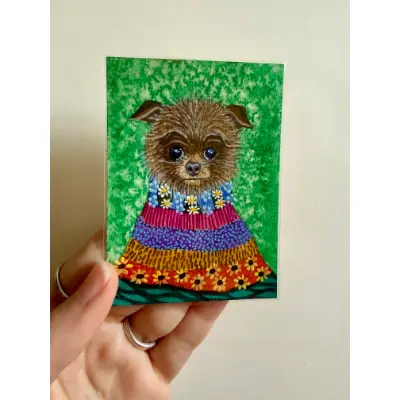 Scruffy von Fluff, Lord of Yorkshire aceo art card thumbnail 1