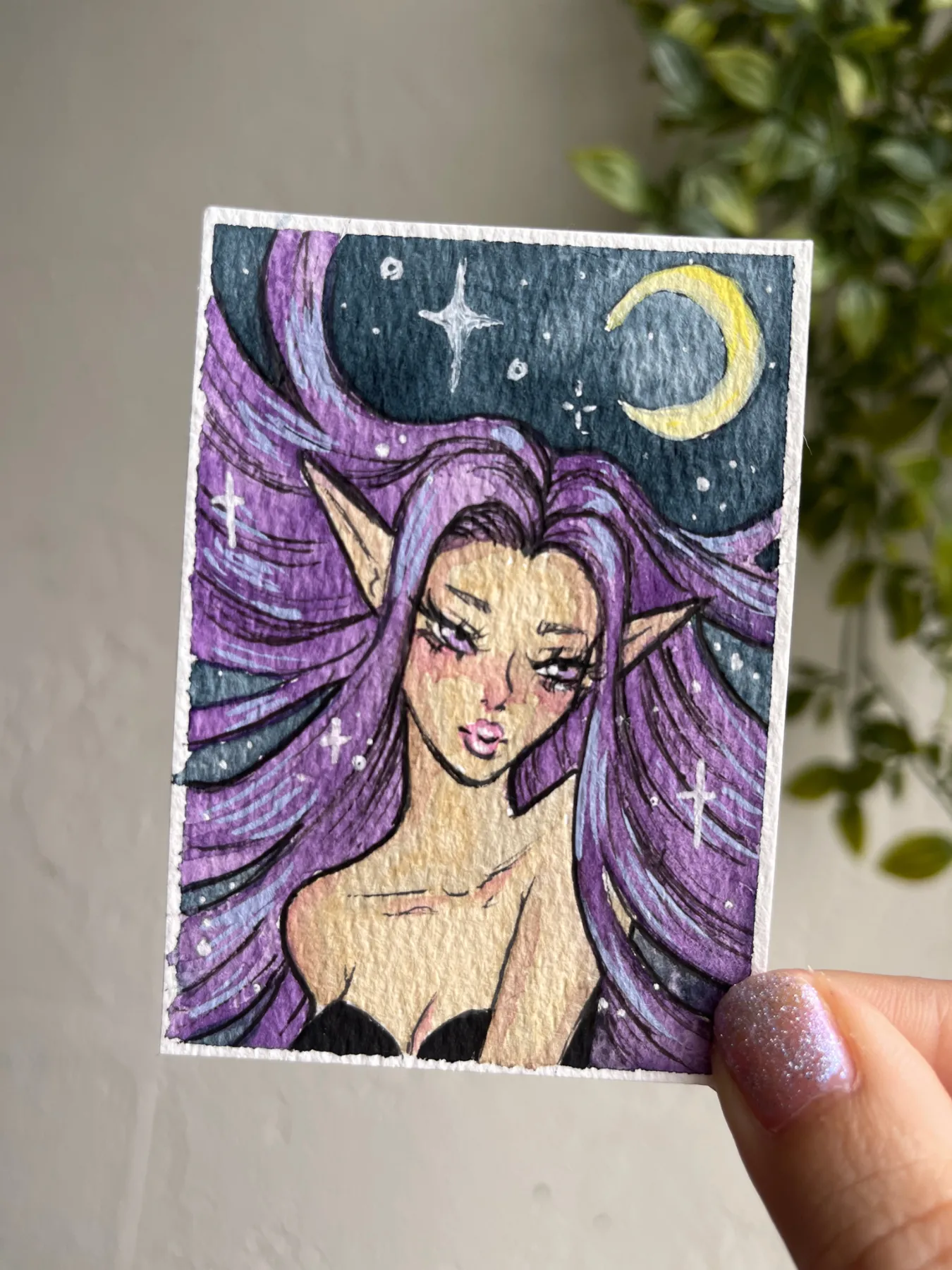 Night Elf Girl aceo art card