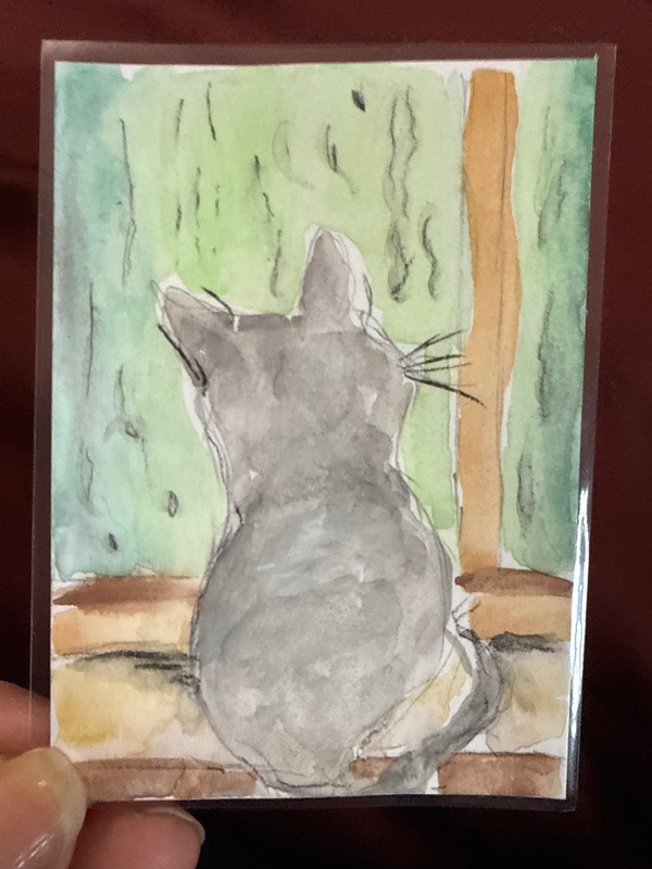 ACEO Little Kitty watercolor aceo art card