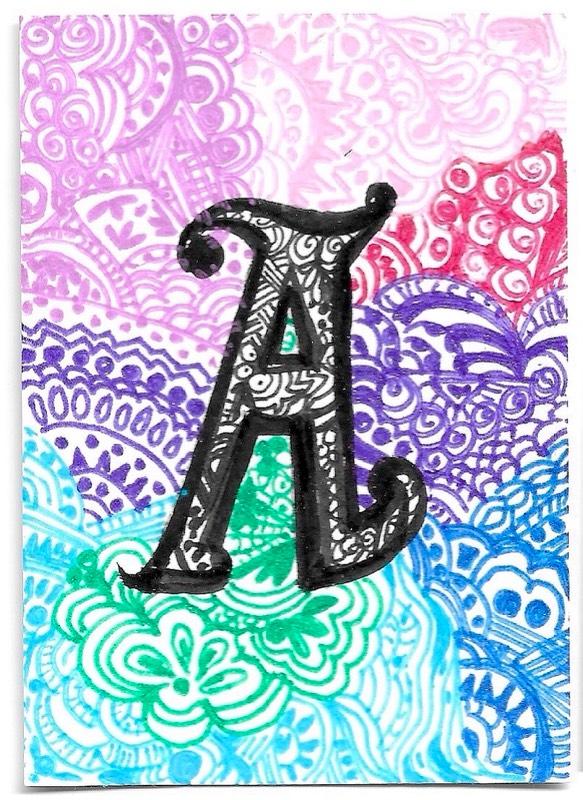 Doodle Letter A aceo art card