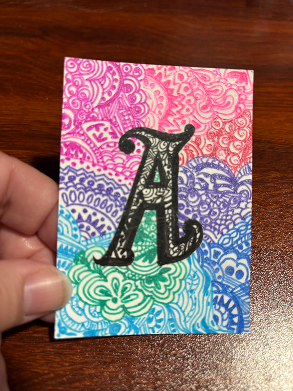 Doodle Letter A aceo art card