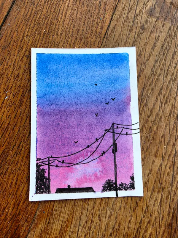 Evening flight aceo art card