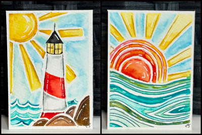 Lighthouse Sunny Shores aceo art card thumbnail 4