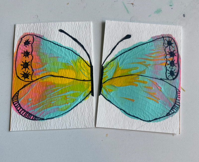 Acrylic Butterfly aceo art card