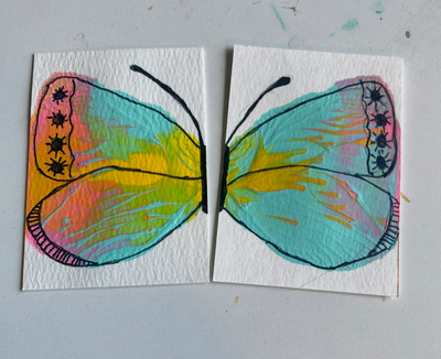 Acrylic Butterfly aceo art card thumbnail 1