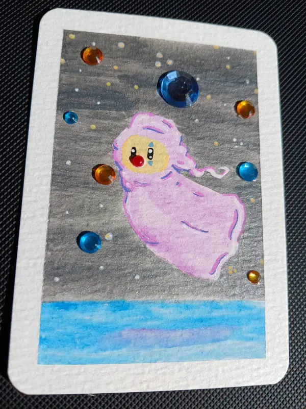 Mixed Media Clown 1 aceo art card