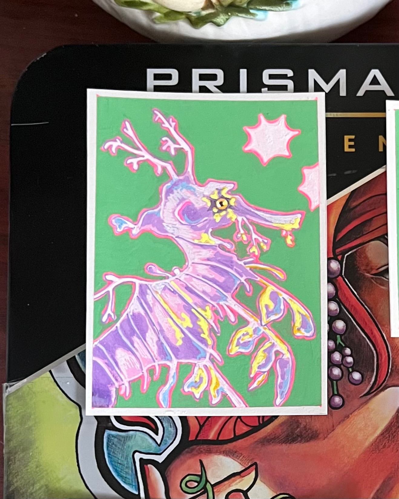 Bubblegum Seahorse aceo art card