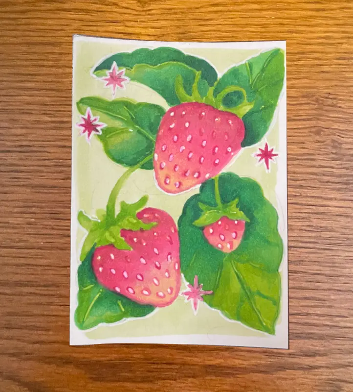 Fruit - Strawberry Illustration aceo art card
