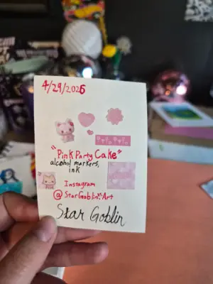 Pink Party Cake aceo art card thumbnail 2