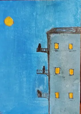 Neighbors aceo art card thumbnail 2