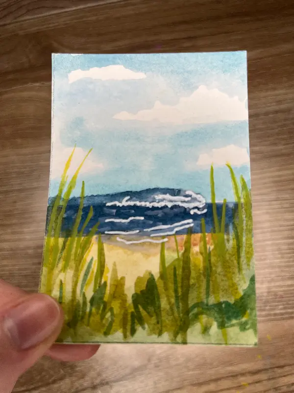 Wave through Grass aceo art card