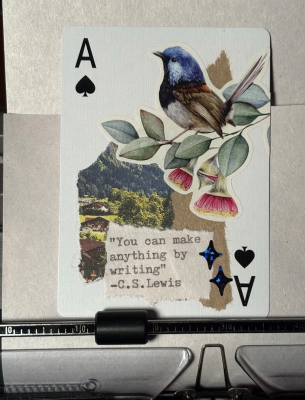 Quote Card #342 by Mazerzine bird collage C.S. Lewis floral aceo art card