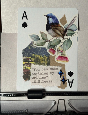 Quote Card #342 by Mazerzine bird collage C.S. Lewis floral aceo art card thumbnail 1