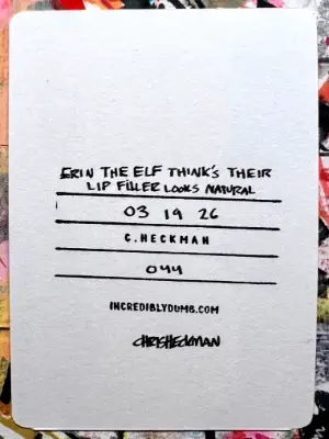 Harness Elf Lips ACEO ATC Original Art Card Alcohol Marker Funny Yellow aceo art card thumbnail 2