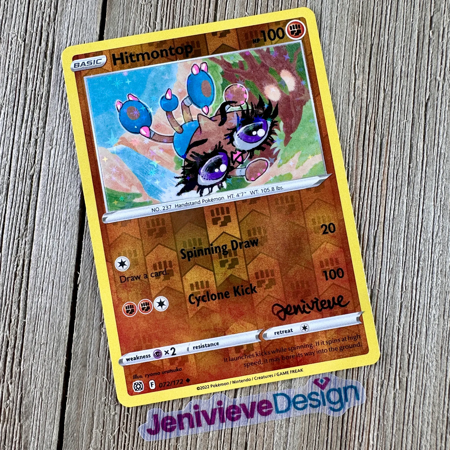 Yassified Pokémon: Hitmontop aceo art card