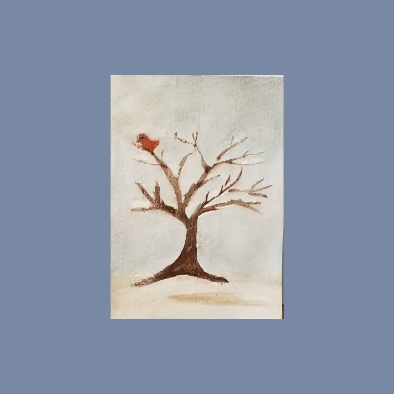 Winter trees aceo art card