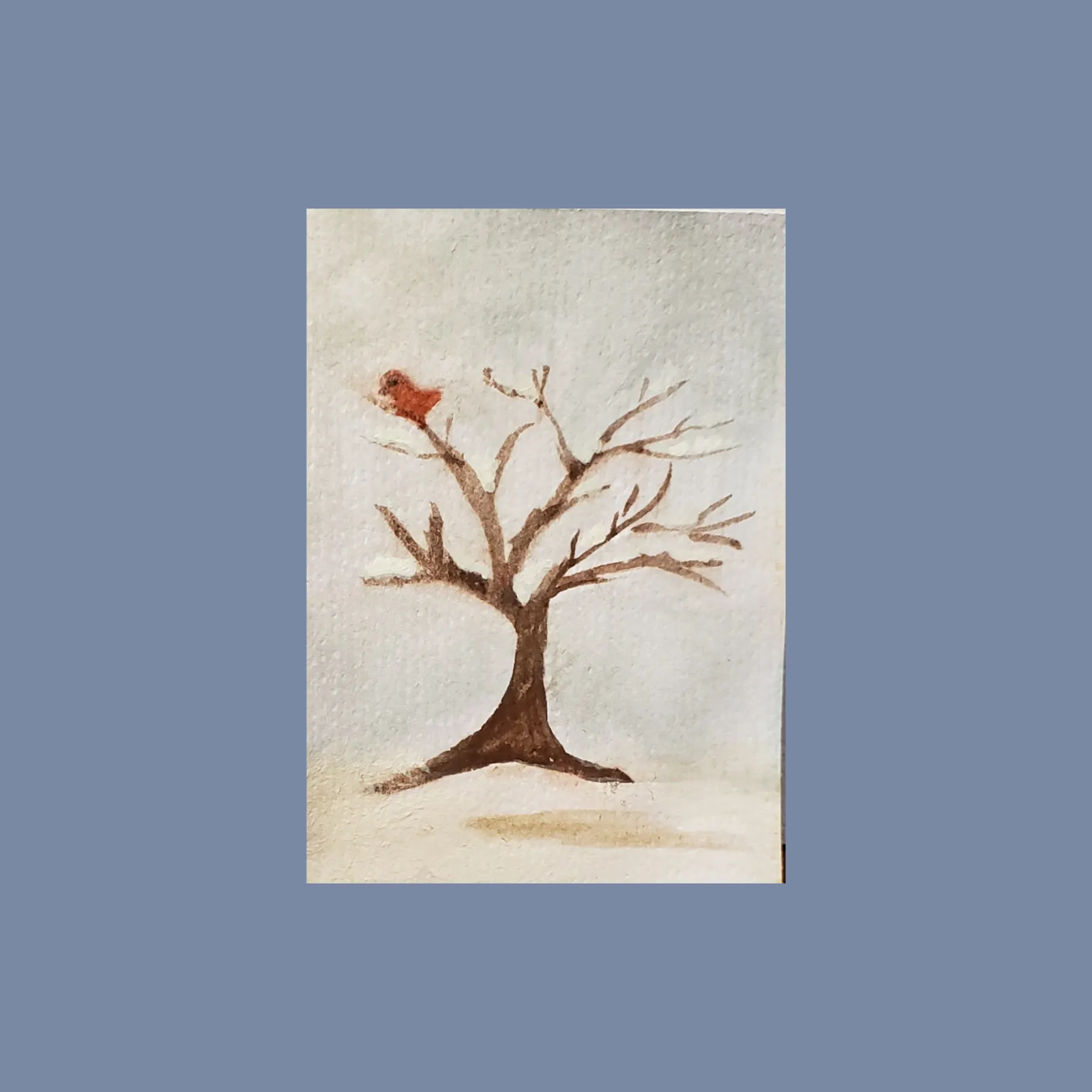 Winter trees aceo art card