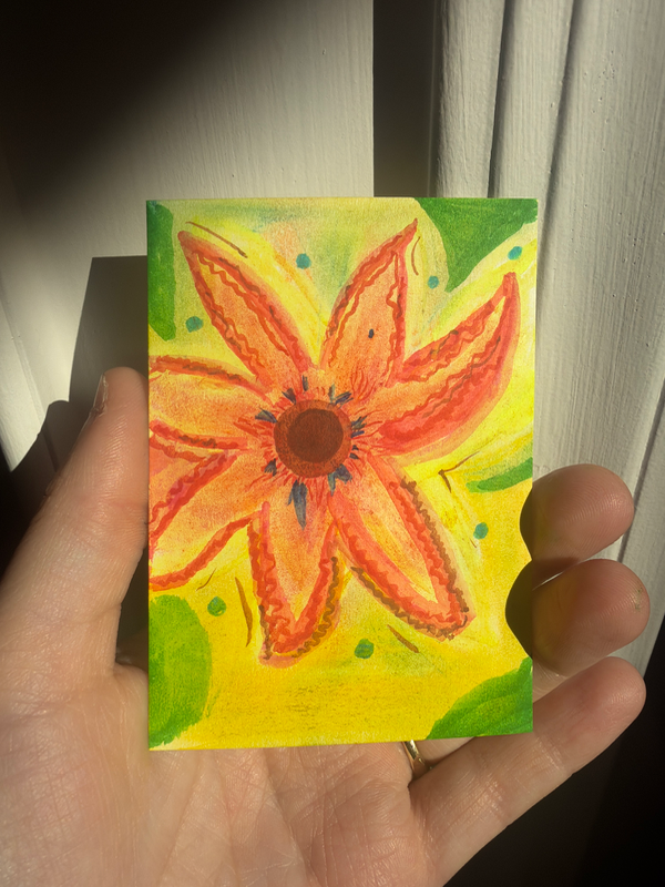 Funky whimsy flower aceo art card