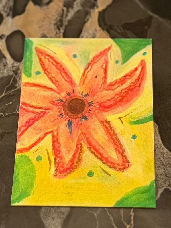 Funky whimsy flower aceo art card