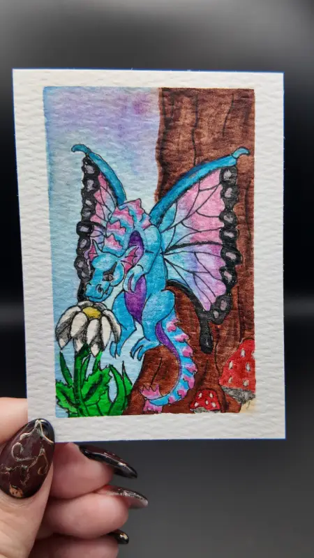 "Bloom Chaser"  Original ACEO — Watercolor & Archival Ink with Metallic Watercolor Detail aceo art card