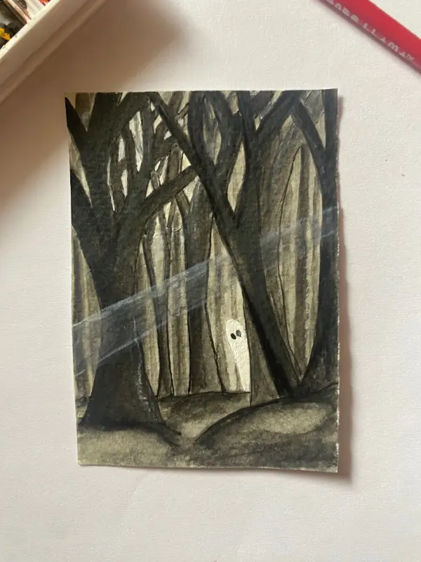 Curious Ghost aceo art card