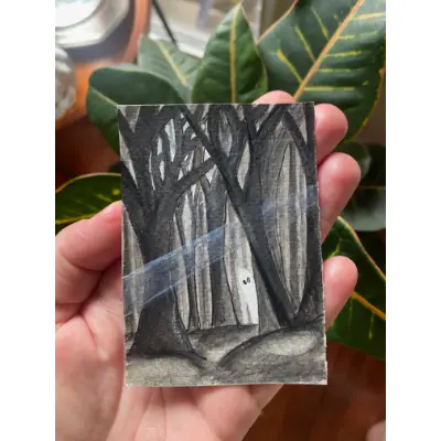 Curious Ghost aceo art card thumbnail 3