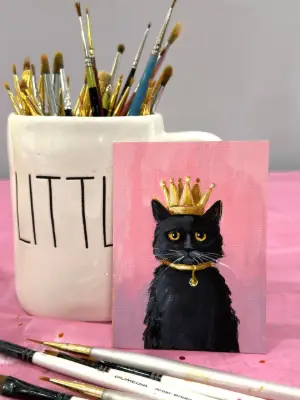 Bunny Ears - Black Cat Series aceo art card thumbnail 2