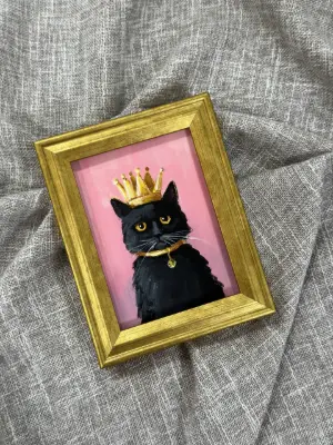 Bunny Ears - Black Cat Series aceo art card thumbnail 1