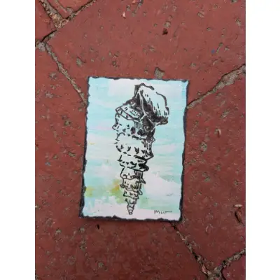 Spiral seashell aceo art card thumbnail 1