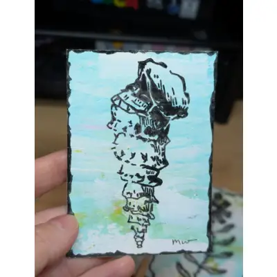 Spiral seashell aceo art card thumbnail 3