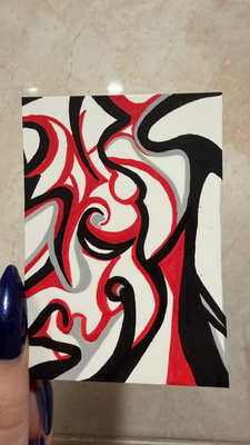 black & red 1 - the beginning aceo art card thumbnail 2