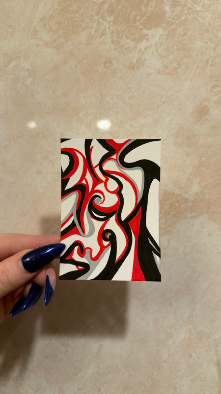 black & red 1 - the beginning aceo art card