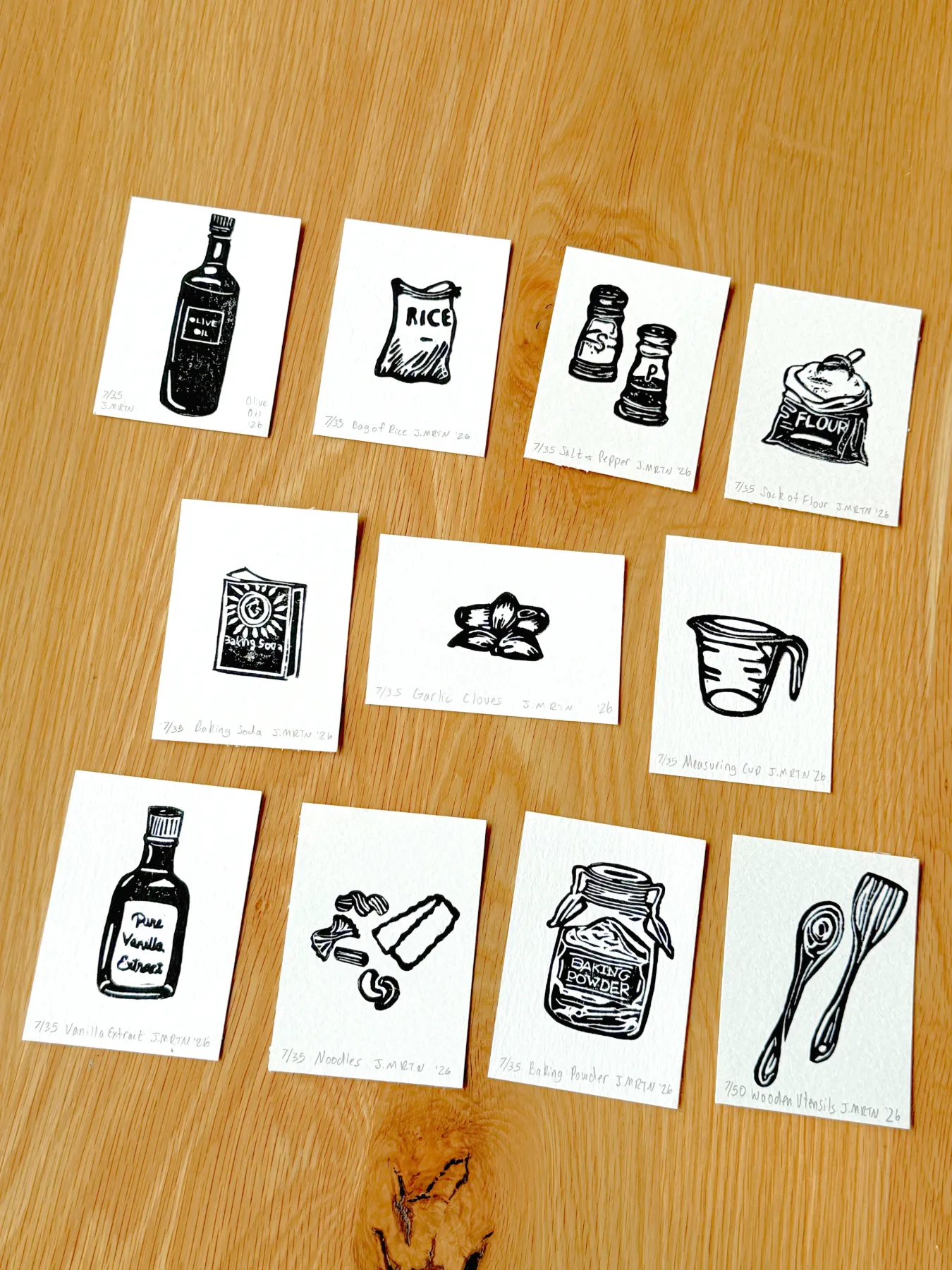 Kitchen And Pantry Staples Hand-Carved Rubber Stamp Mini Print ACEO Series aceo art card