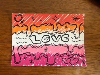 Doodle Pride: Lesbian aceo art card thumbnail 1