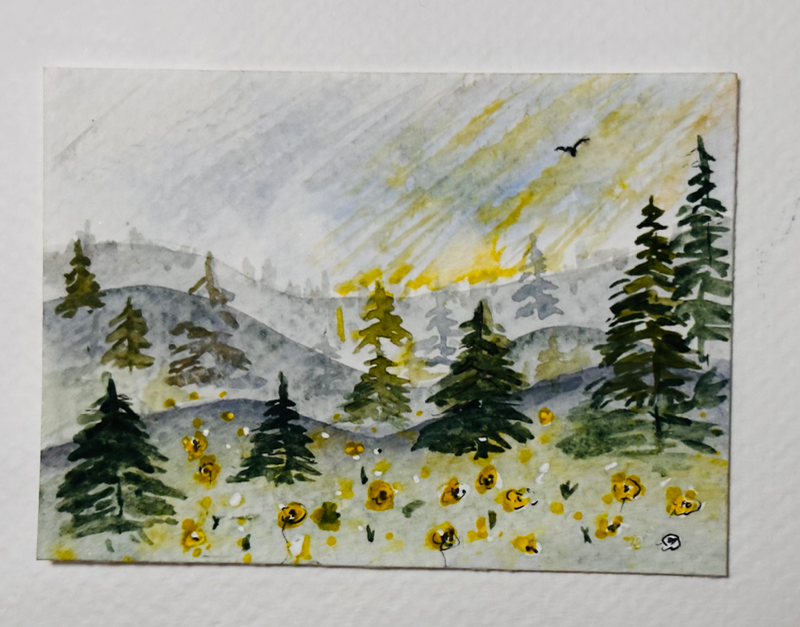 ACEO Forest meadow aceo art card