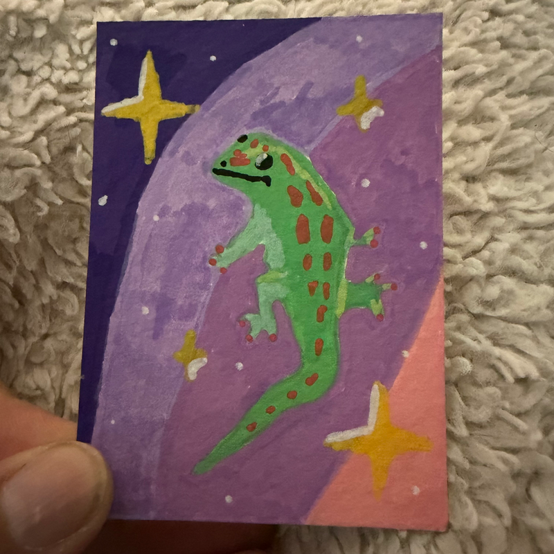Lizard in Space I aceo art card